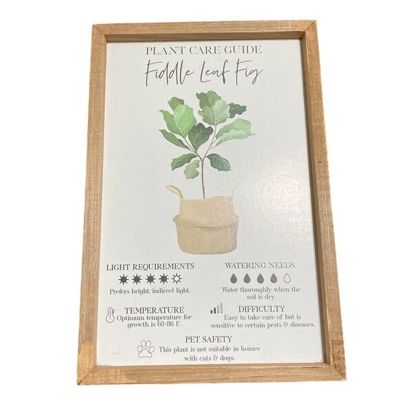 Fiddle Leaf Fig Art Primitive By Kathy Wood Sign Plant Care Guide Frame 10/21 PA - Picture 8 of 10
